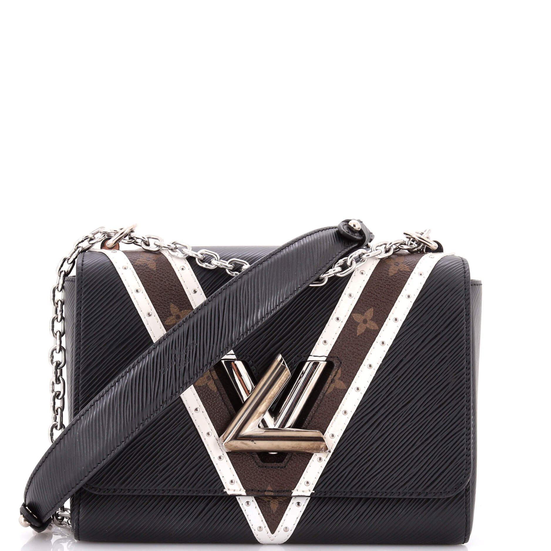 Louis Vuitton Twist Handbag Epi Leather with Monogram Canvas and Studded Leather MM