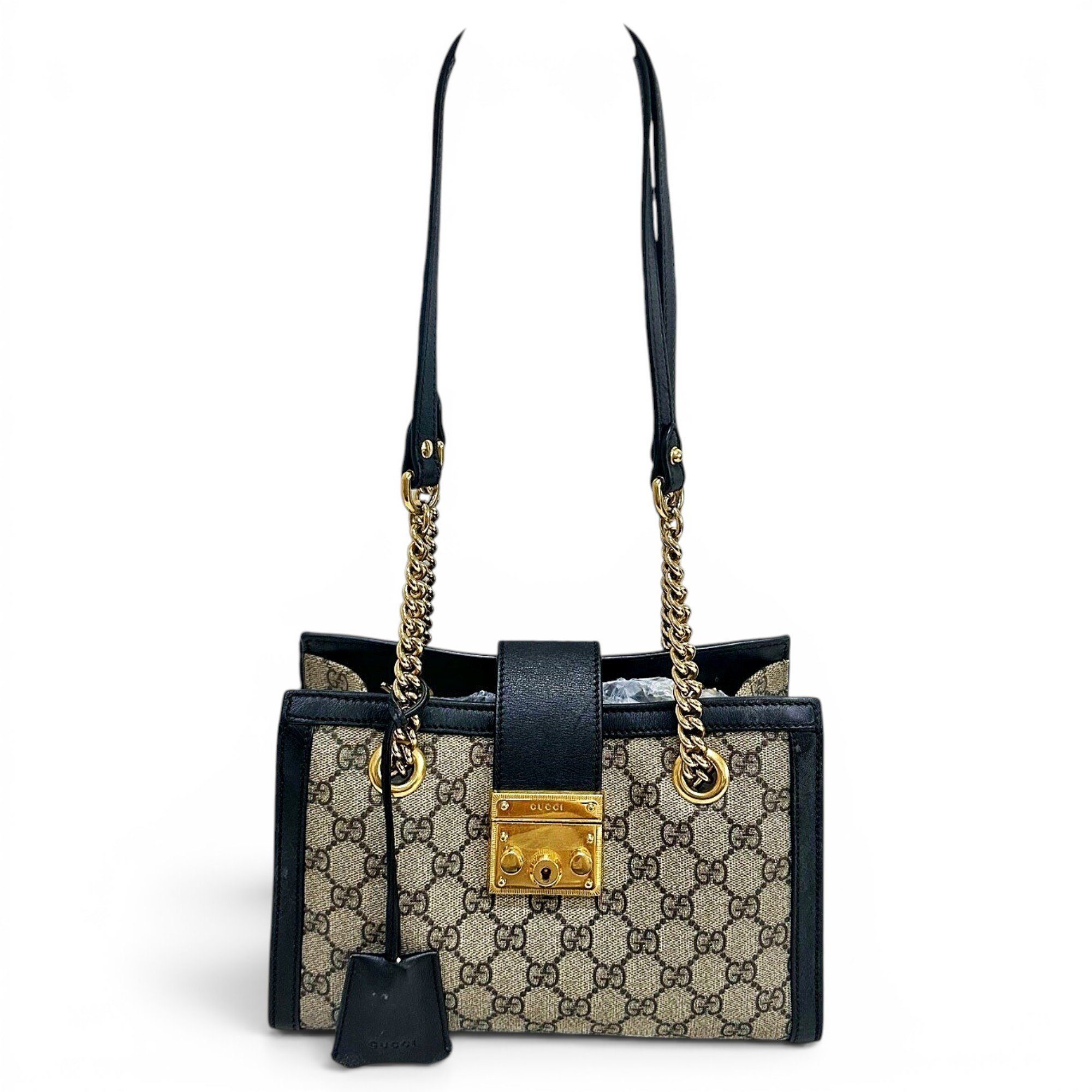 Padlock leather handbag
