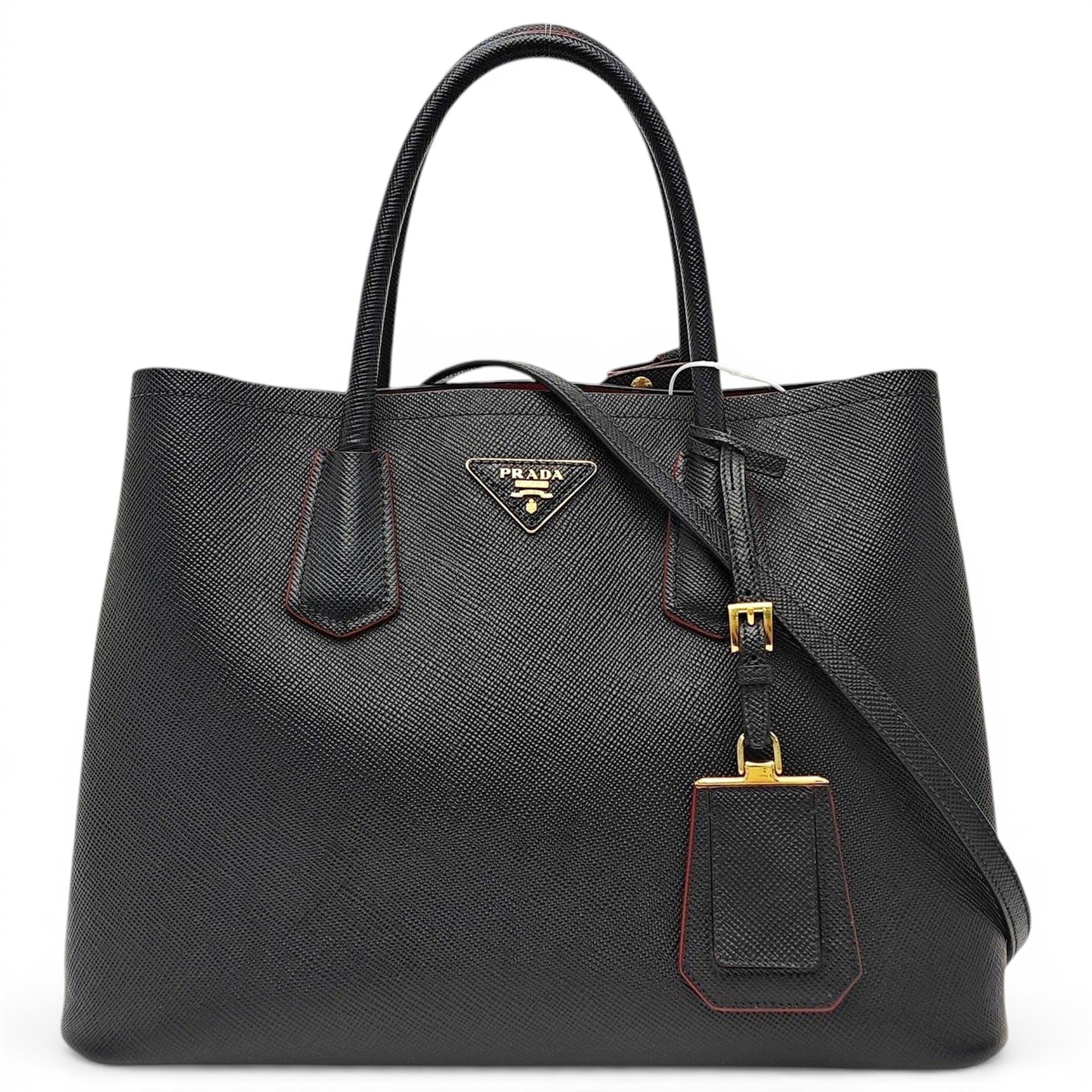 Double leather handbag