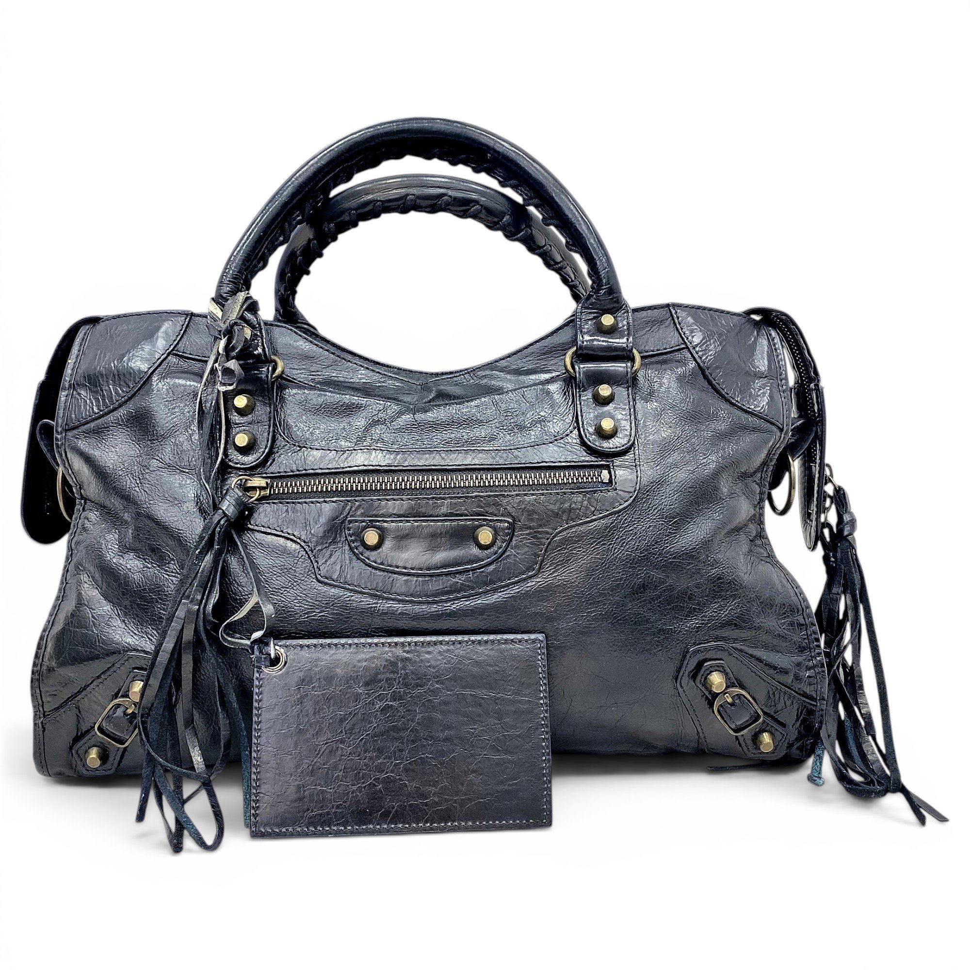 City leather handbag