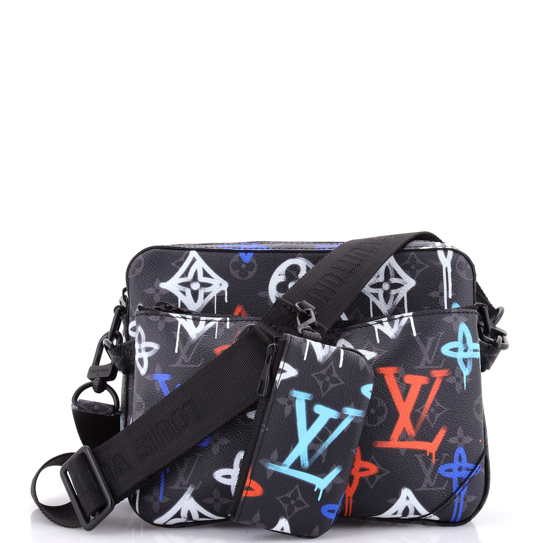 Trio Messenger Bag Graffiti Monogram Eclipse Canvas