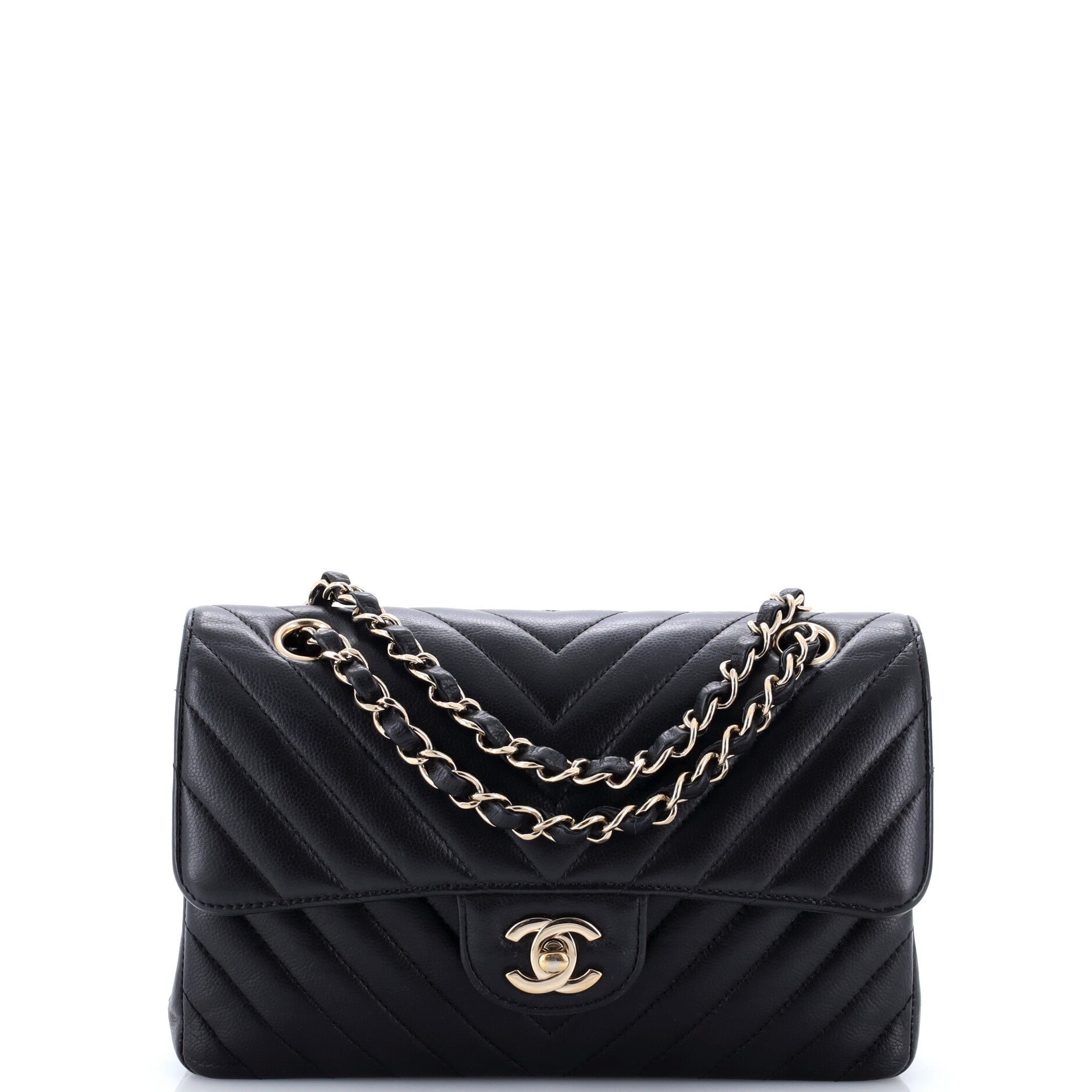 Classic Double Flap Bag Chevron Caviar Small