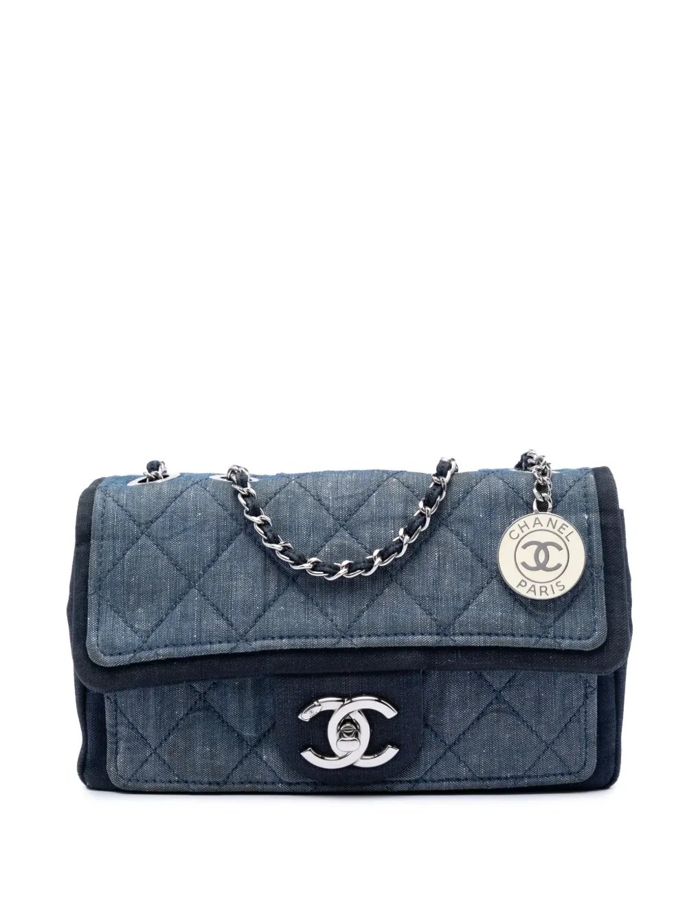 2014 Small Bicolor Quilted Denim Medallion Flap crossbody bag