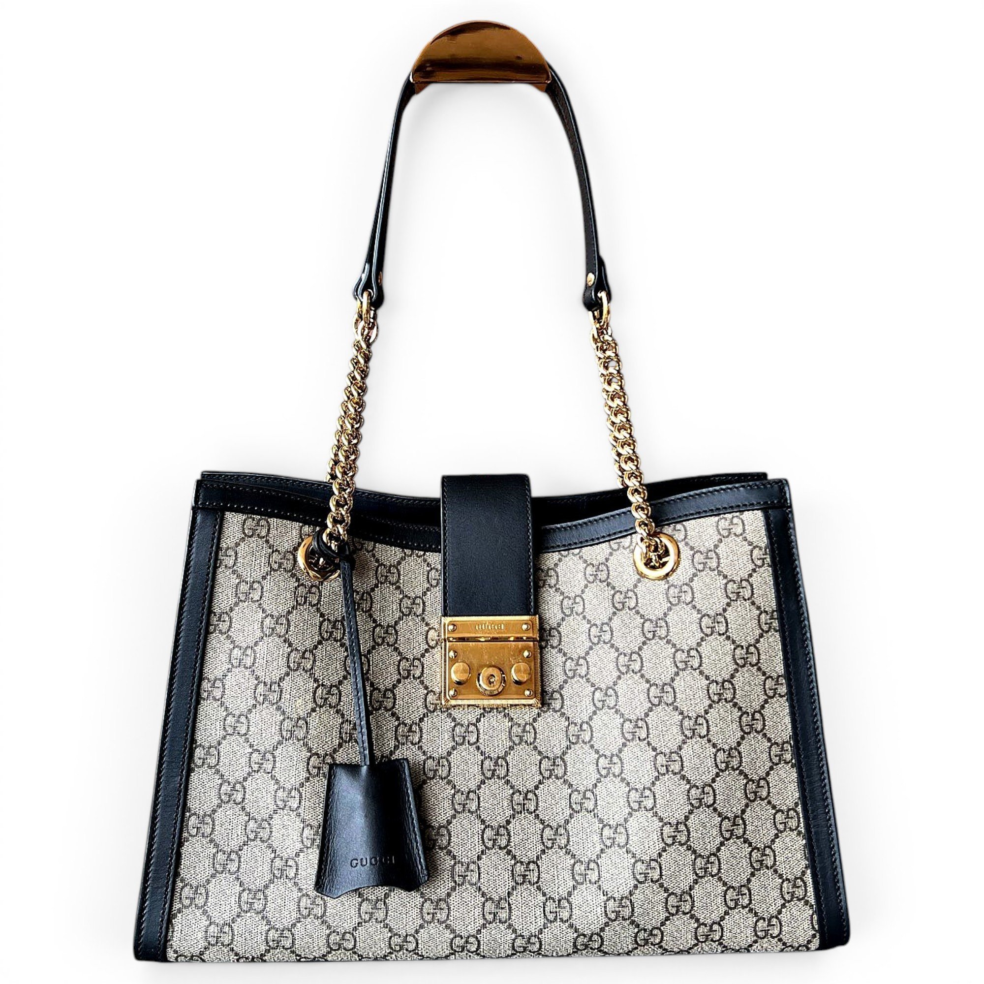 Padlock leather handbag