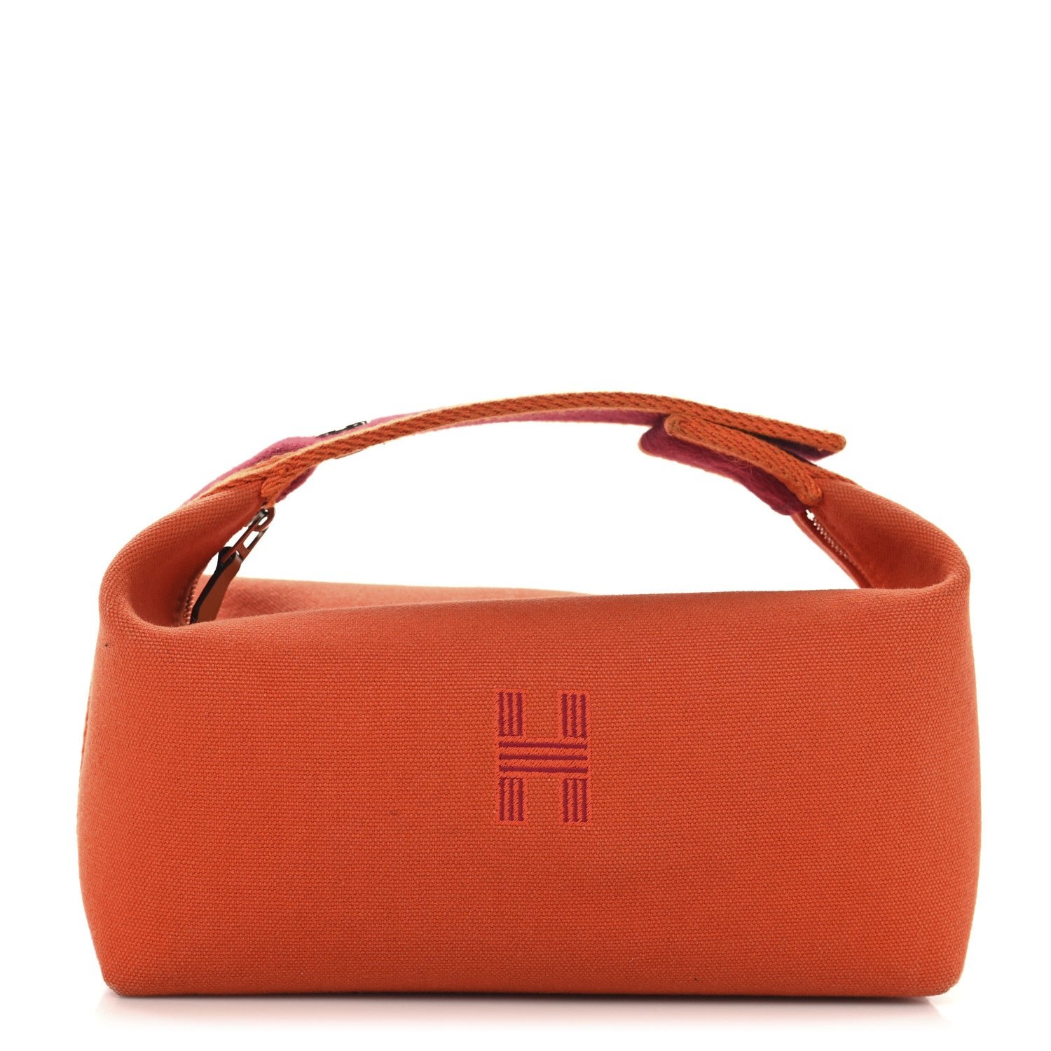Hermes Canvas Small Bride-A-Brac Pouch Orange Burgundy