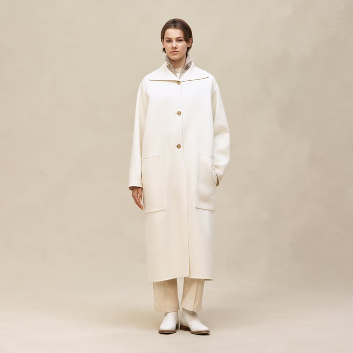 Blanc Naturel Long Cashmere Coat