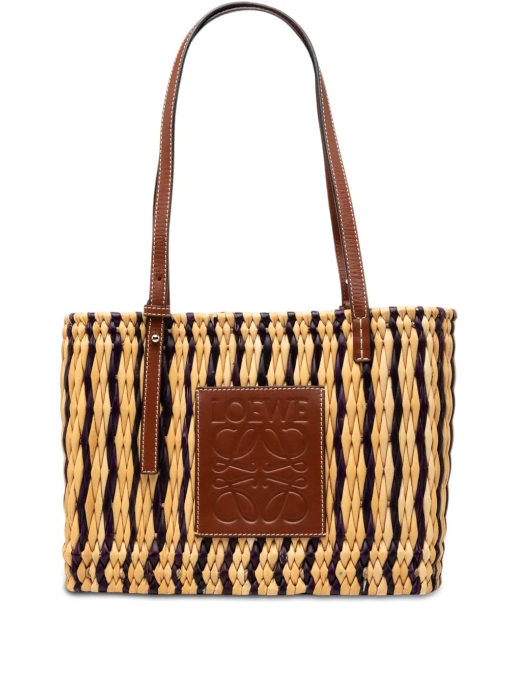 2020 Paulas Ibiza Small Raffia Anagram Square Basket tote bag