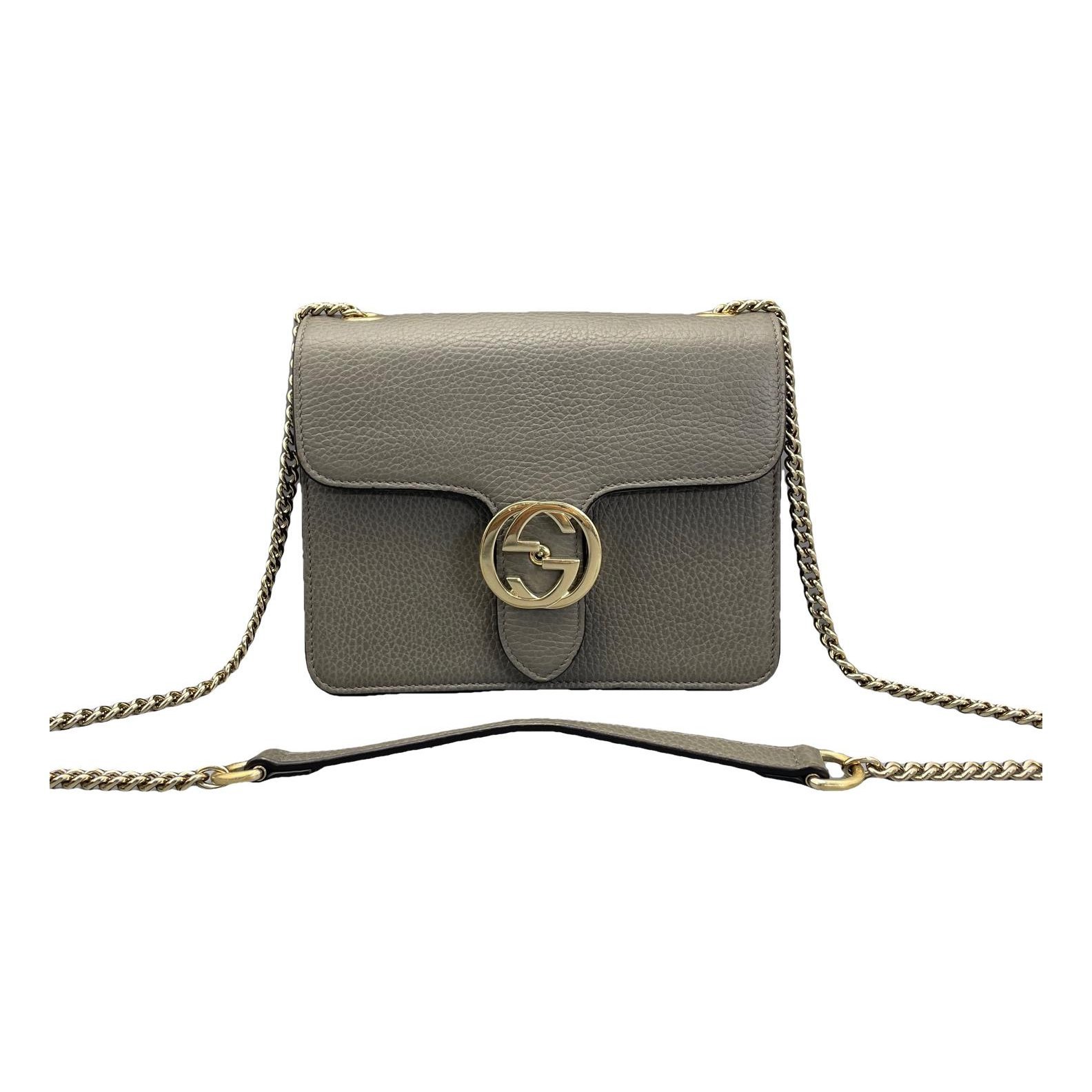 Interlocking leather handbag