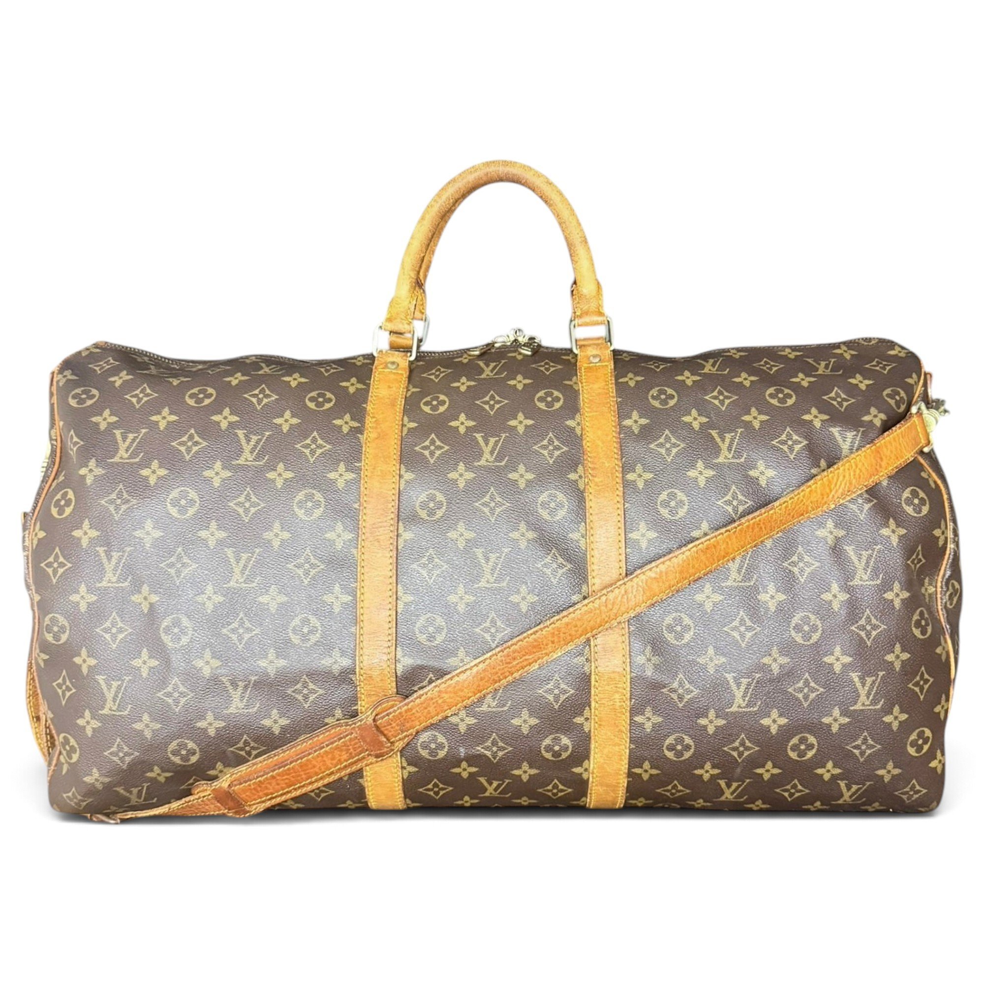 Louis Vuitton Keepall leather travel bag