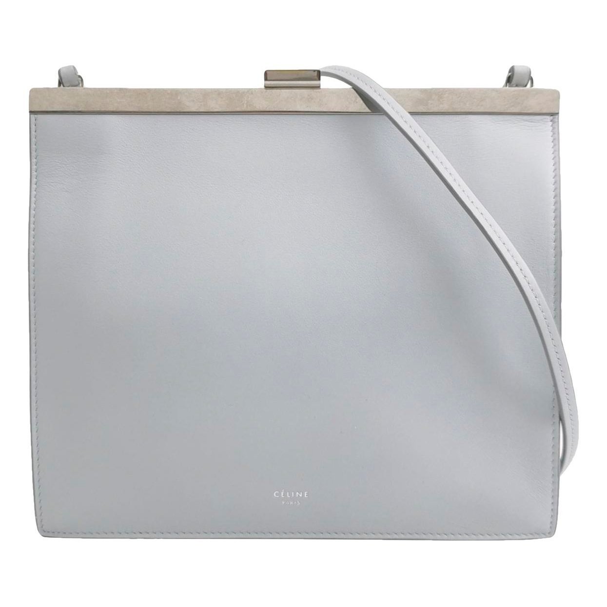 Clasp leather handbag