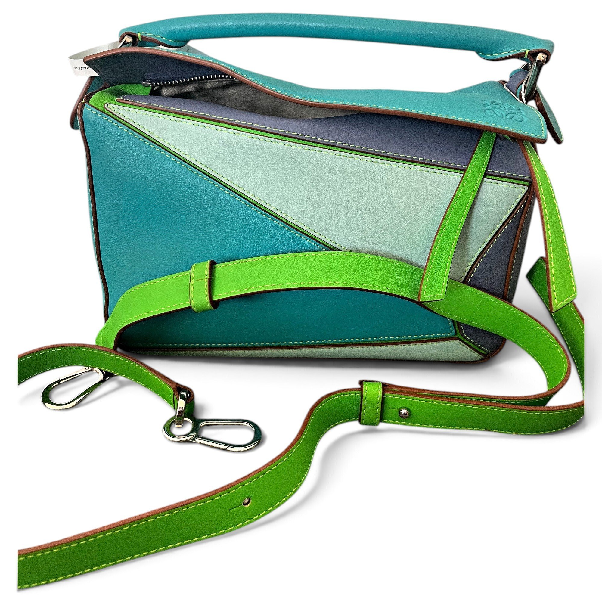 Puzzle leather handbag