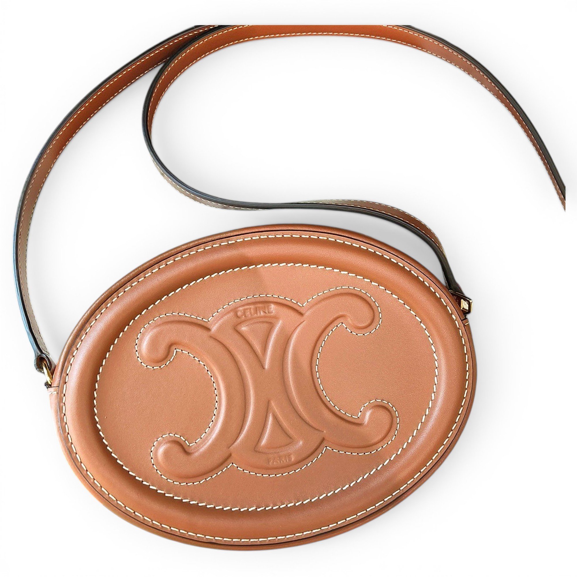 Tambour leather crossbody bag