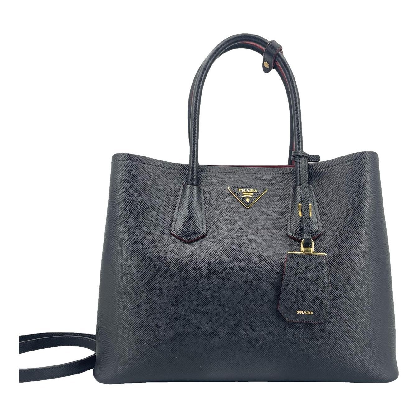 Double leather handbag