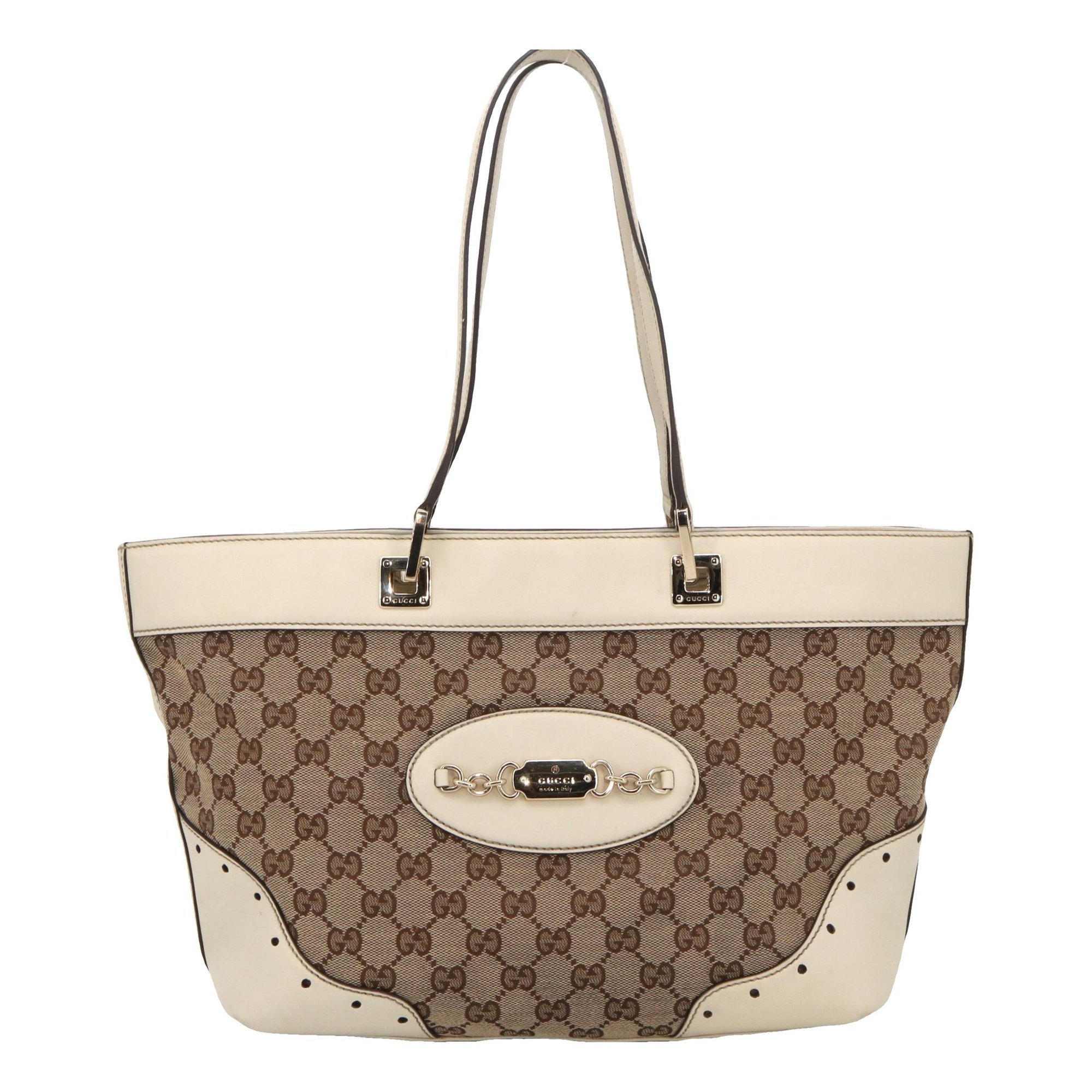 Punch leather tote