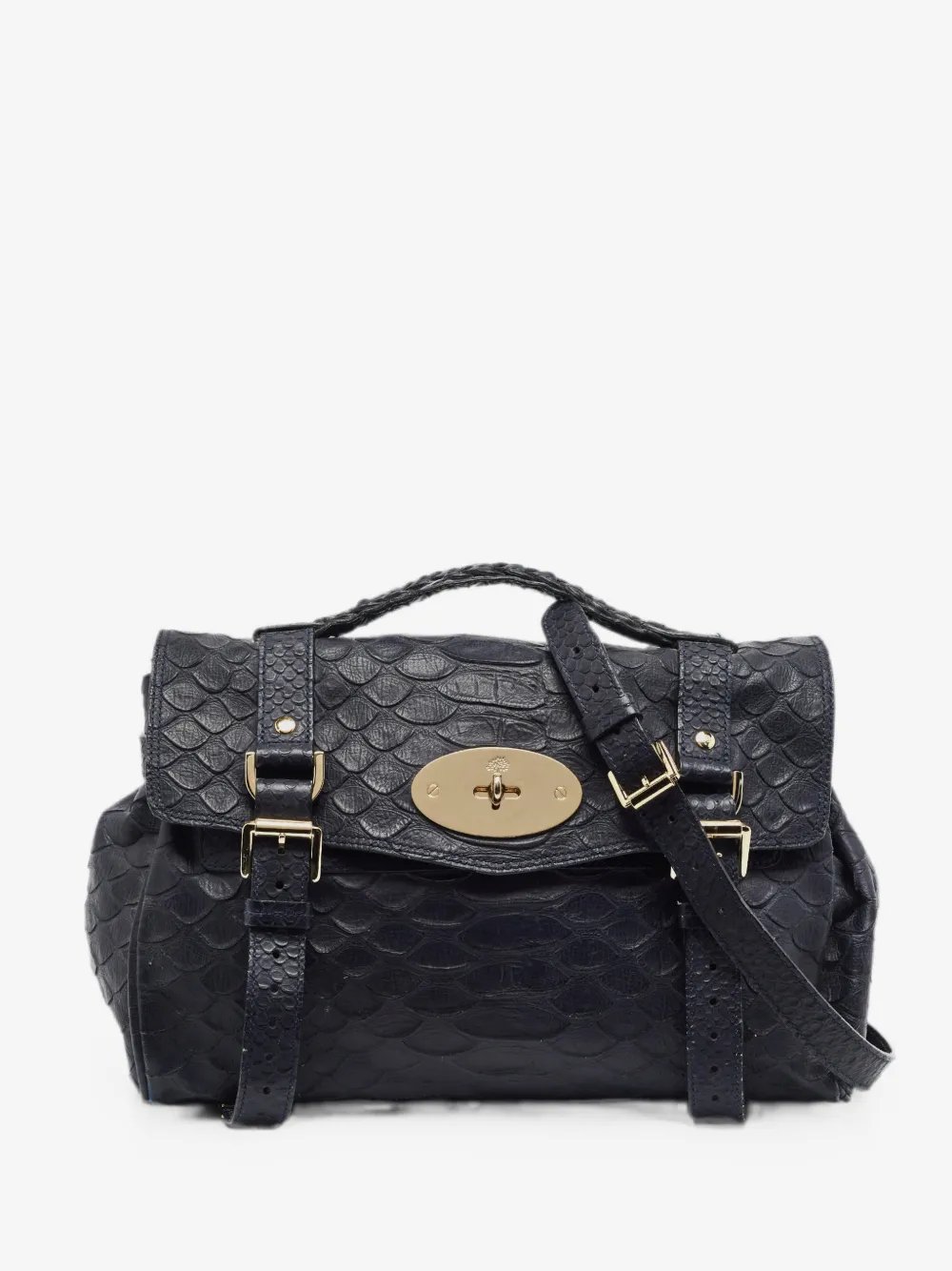 Alexa python-embossed satchel bag