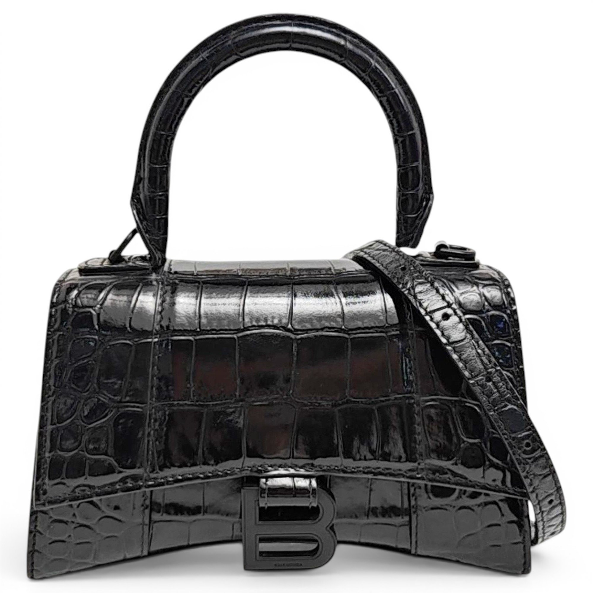 Hourglass leather handbag