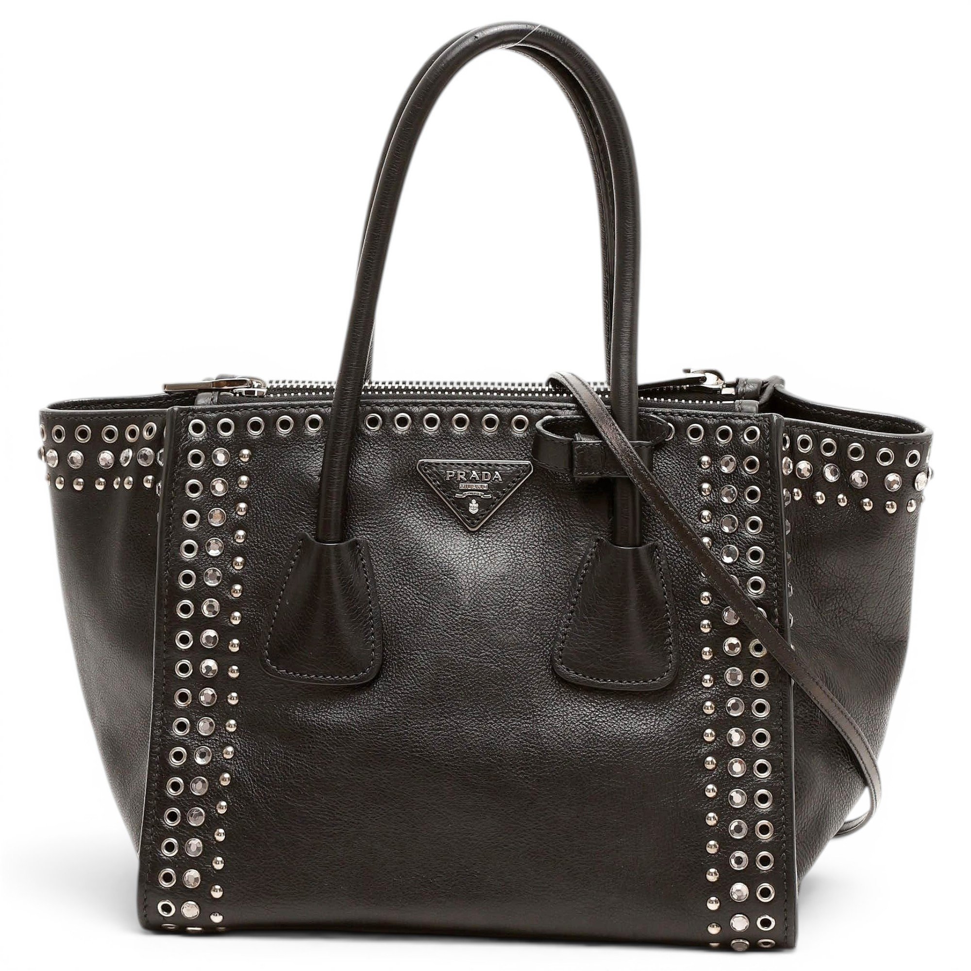 Double leather handbag