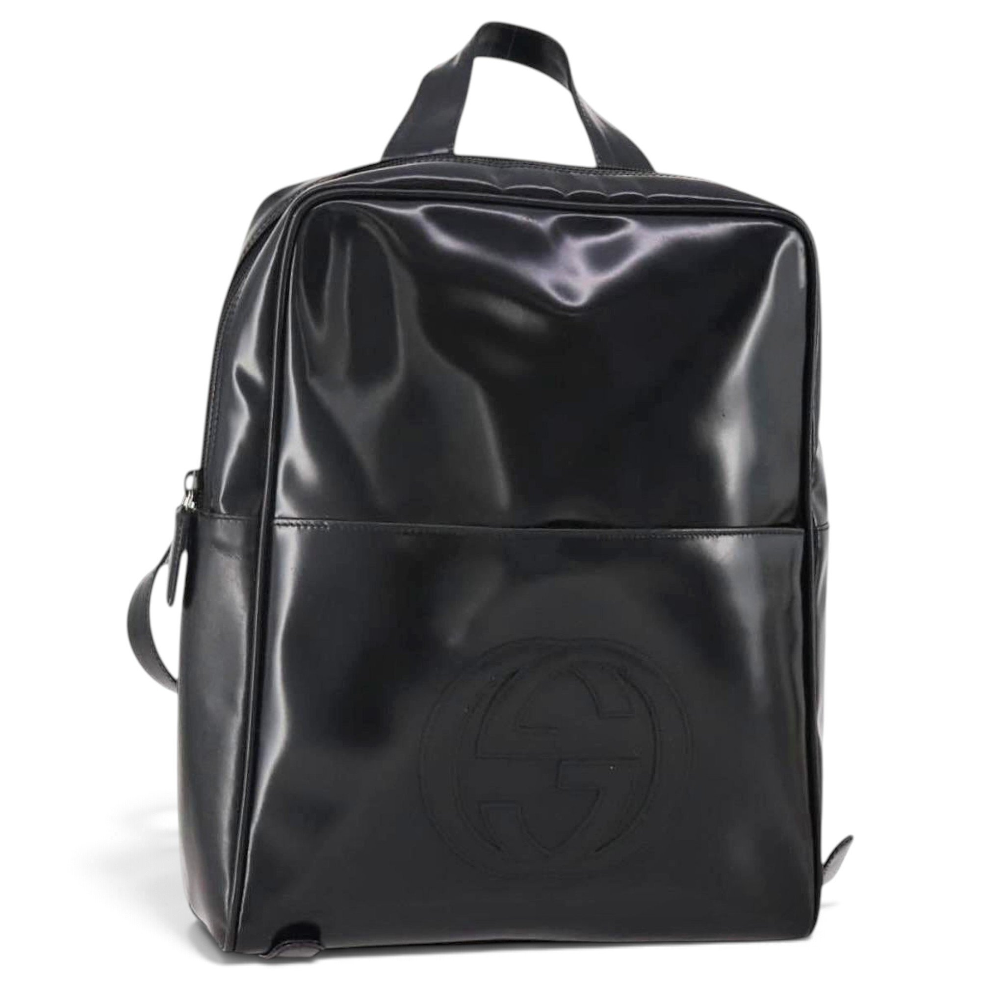 Patent leather backpack