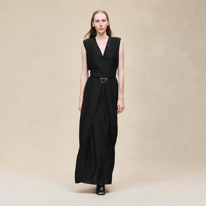 Noir Sleeveless Embroidered Caftan