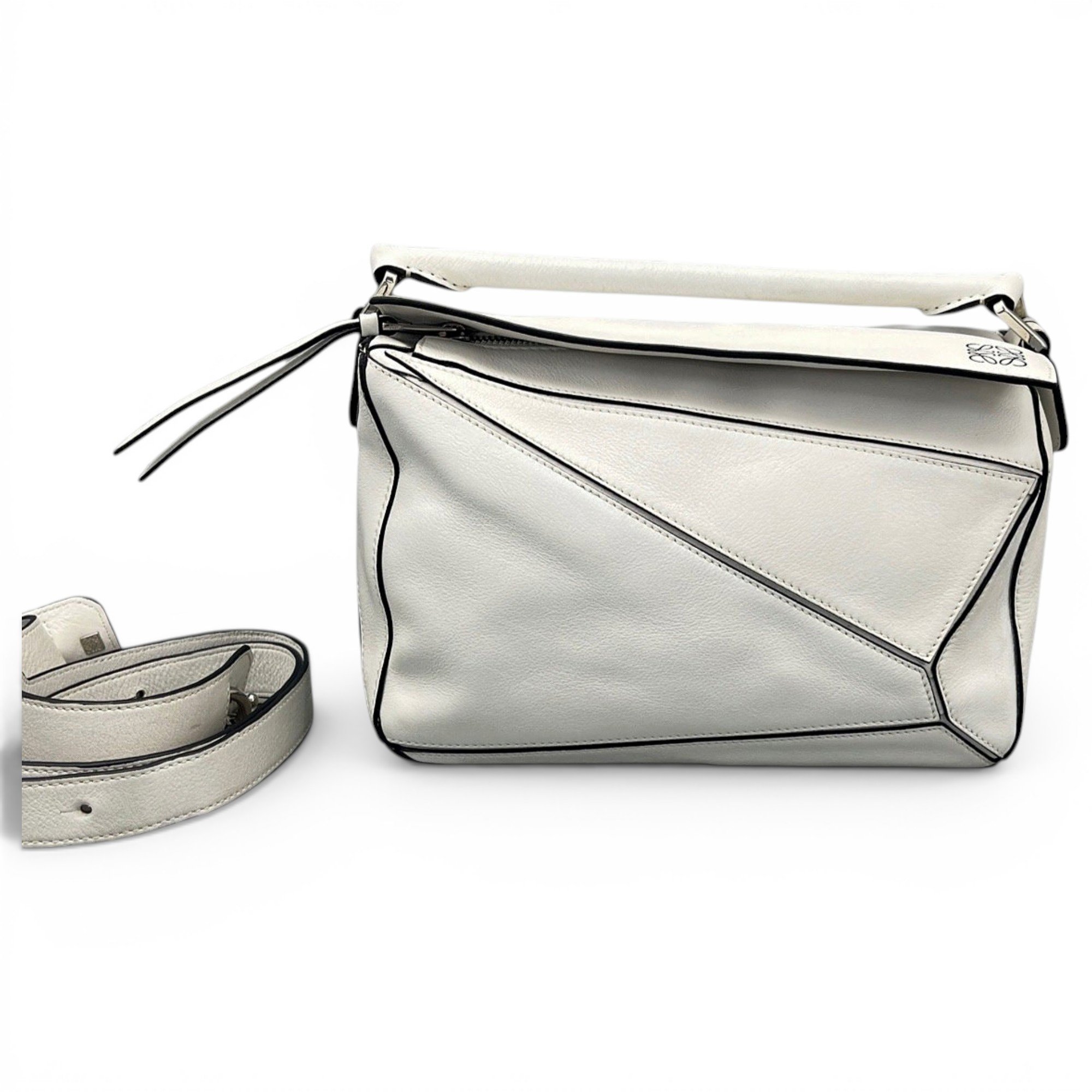 Puzzle leather handbag