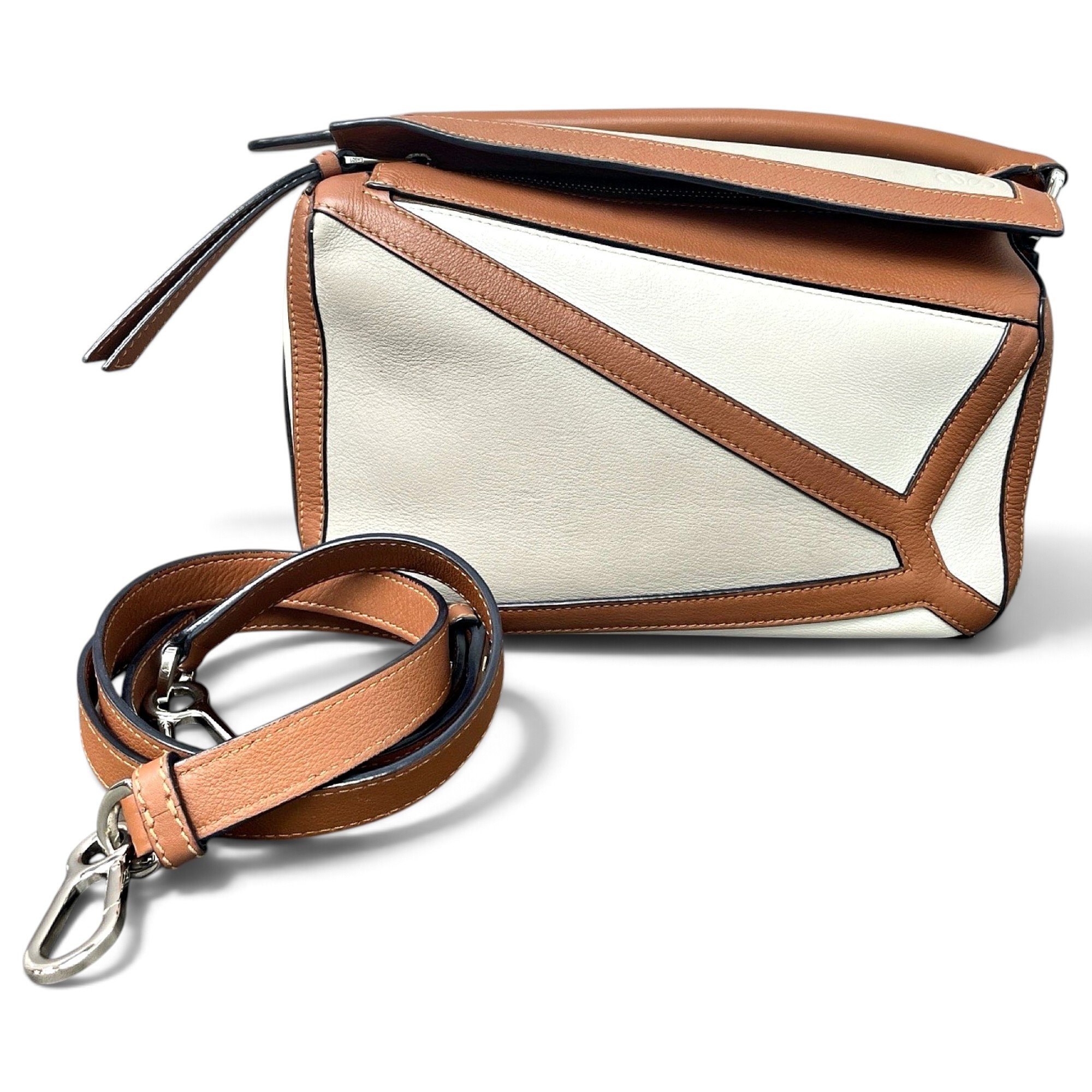 Puzzle leather crossbody bag