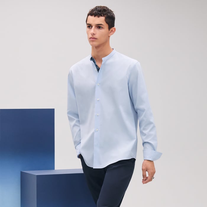 Bleu Pâle Coup Double Straight Cut Shirt