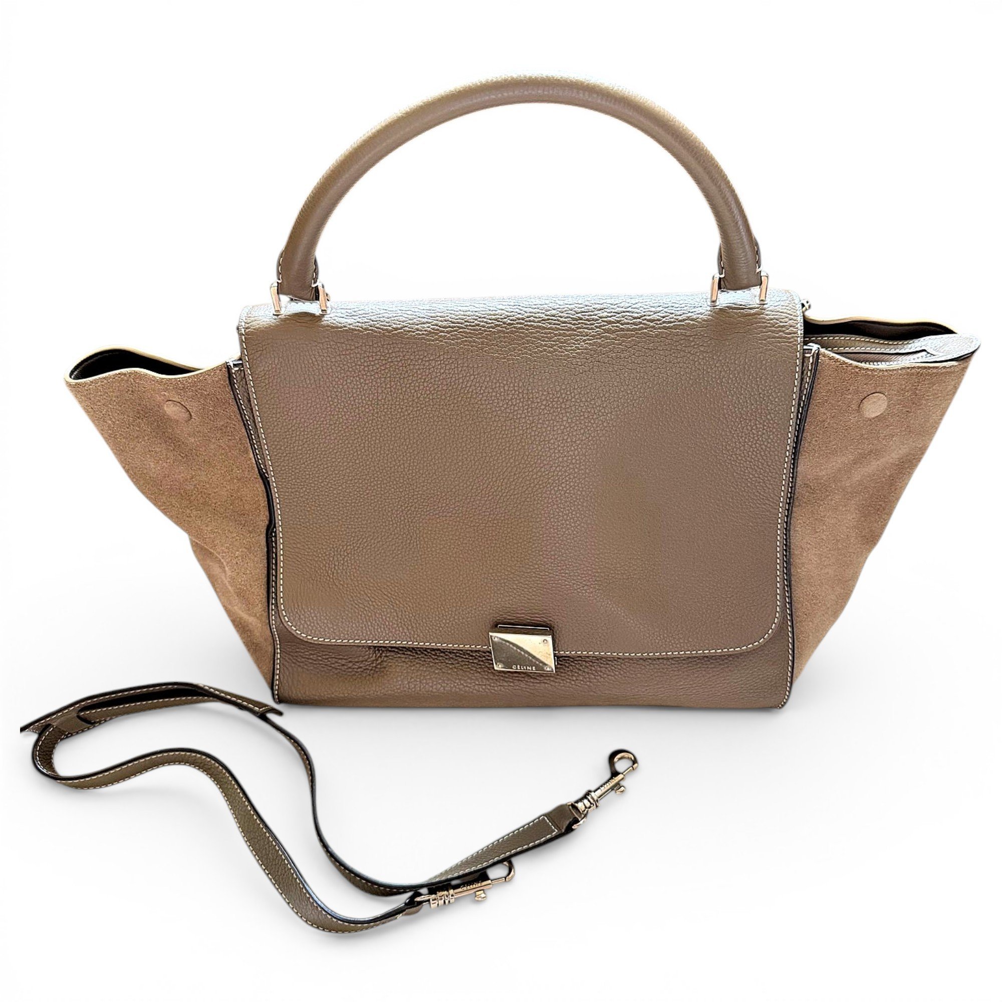 Trapèze leather handbag