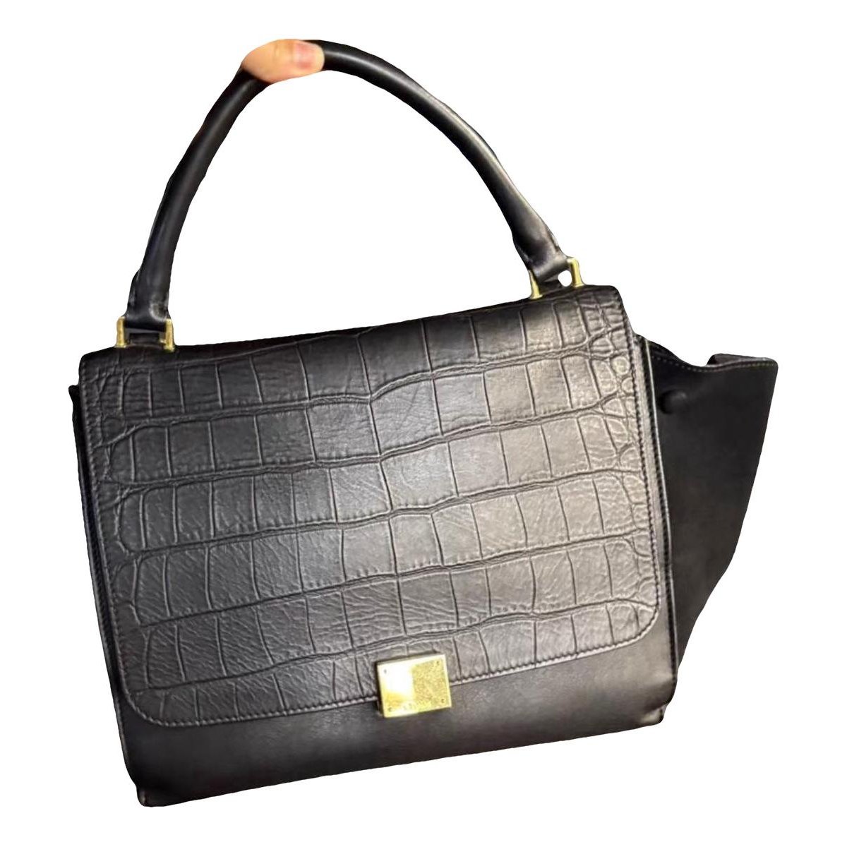 Trapèze leather handbag