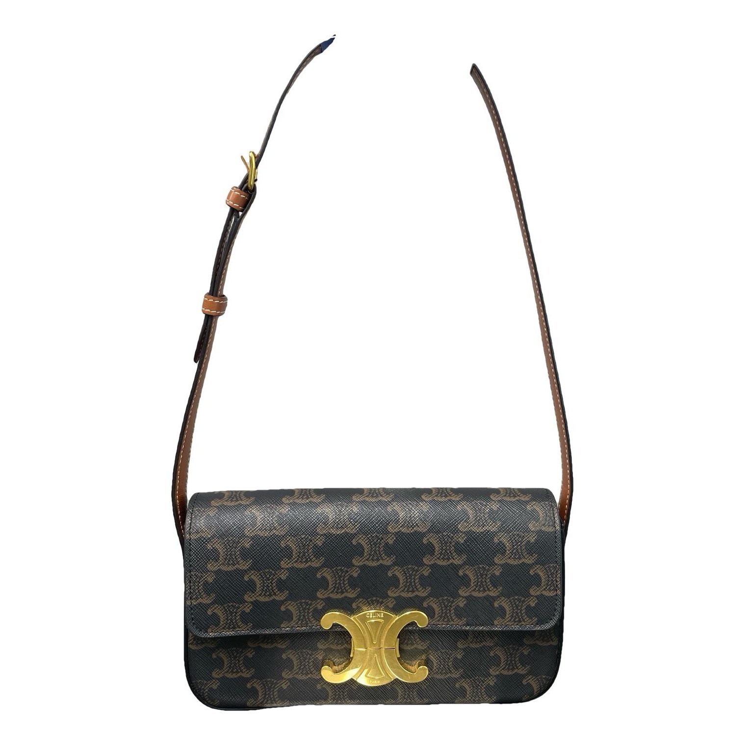 Triomphe chain leather handbag