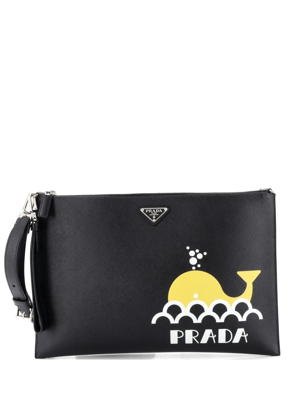 Convertible Zip Clutch Printed Saffiano Leather crossbody bag