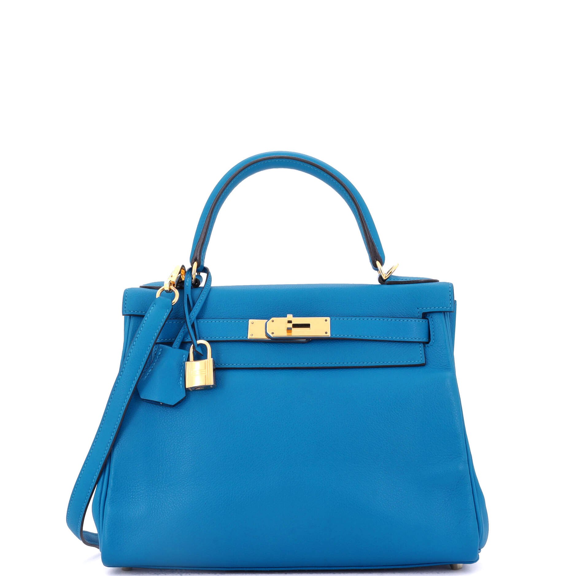 Hermes Kelly Handbag Bleu Zanzibar Evercolor with Gold Hardware 28