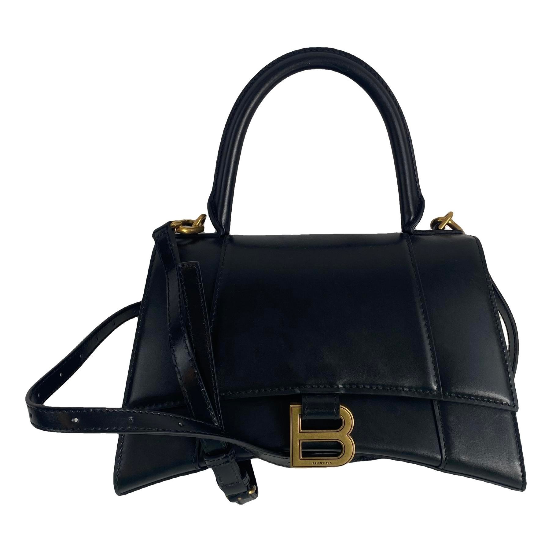 Hourglass leather handbag