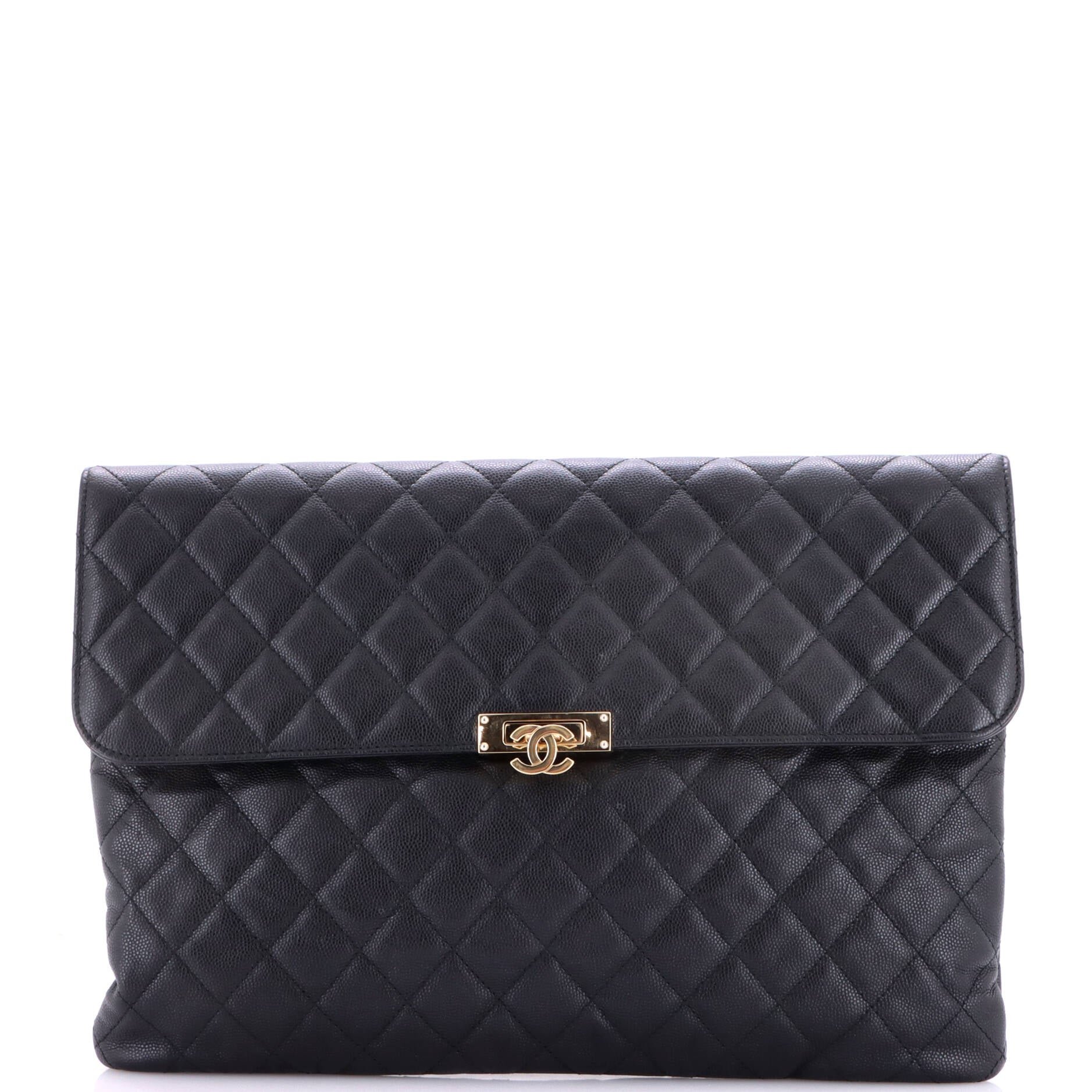 Golden Class O Case Clutch Quilted Caviar Large