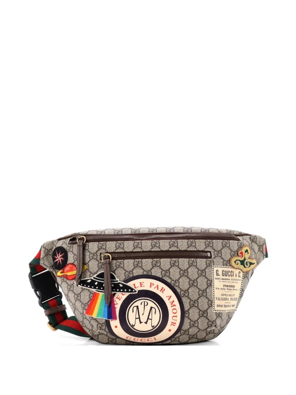 Courrier Zip GG Coated Canvas with Applique belt bag