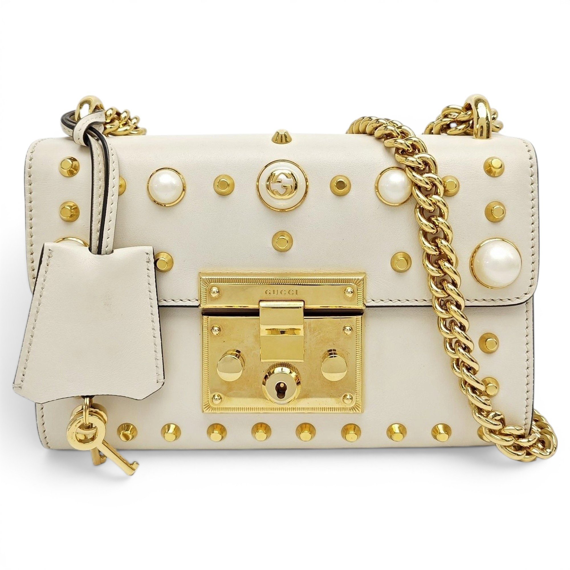 Padlock leather handbag