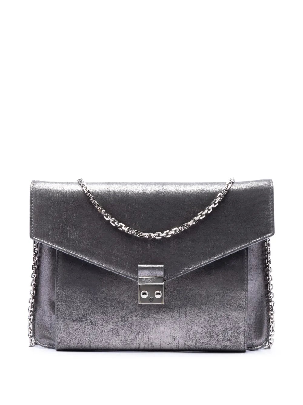 2016 Metallic Leather Shadow Soft Pouch on Chain crossbody bag
