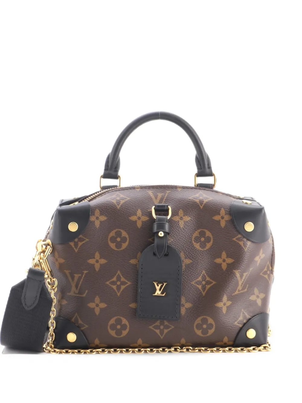 Petite Malle Souple Handbag Monogram Canvas with Leather shoulder bag