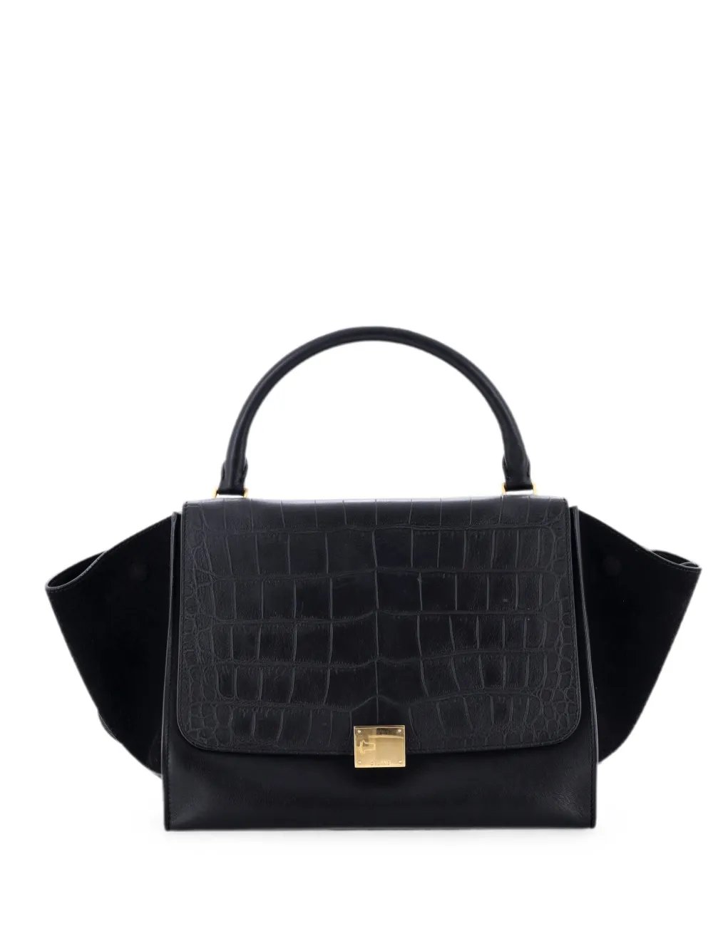 Trapeze Bag Crocodile Embossed Leather Medium satchel