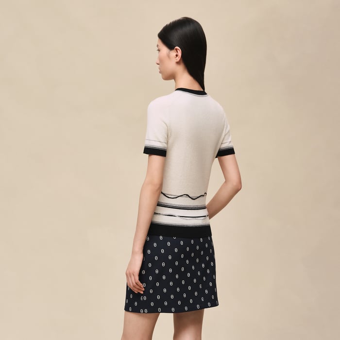 Blanc Nacre "Ex-libris" Short-sleeve Sweater