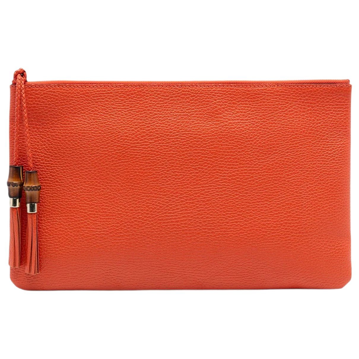 Bamboo leather clutch bag