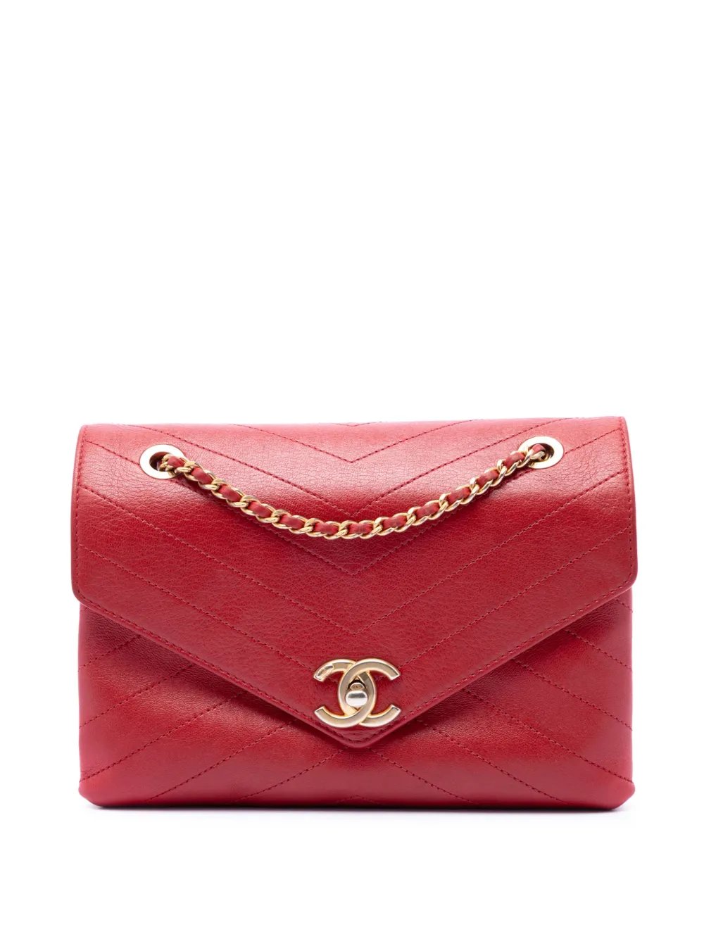 2018 Small CC Chevron Calfskin Envelope Flap crossbody bag