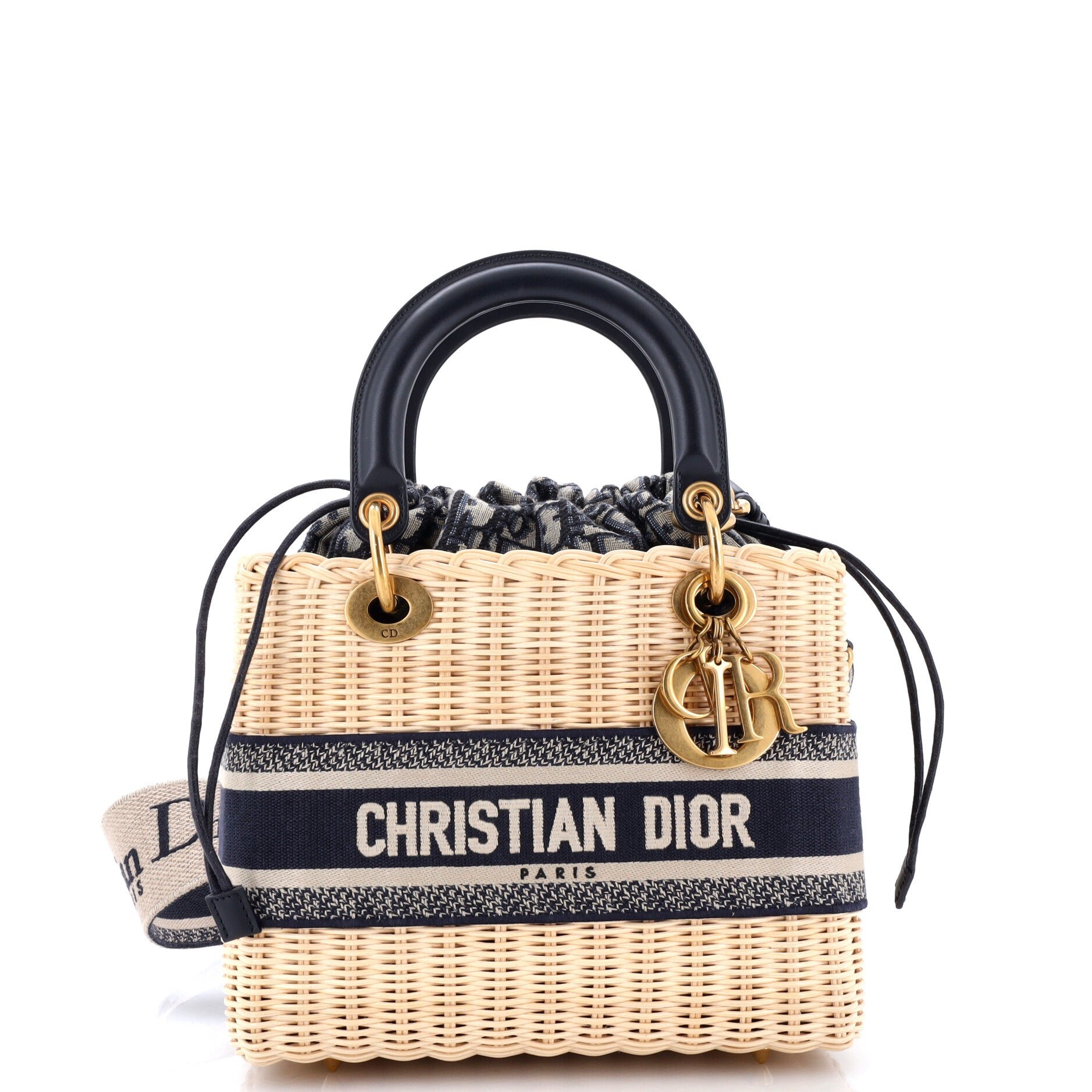 Lady Dior Bag Wicker and Oblique Canvas Medium