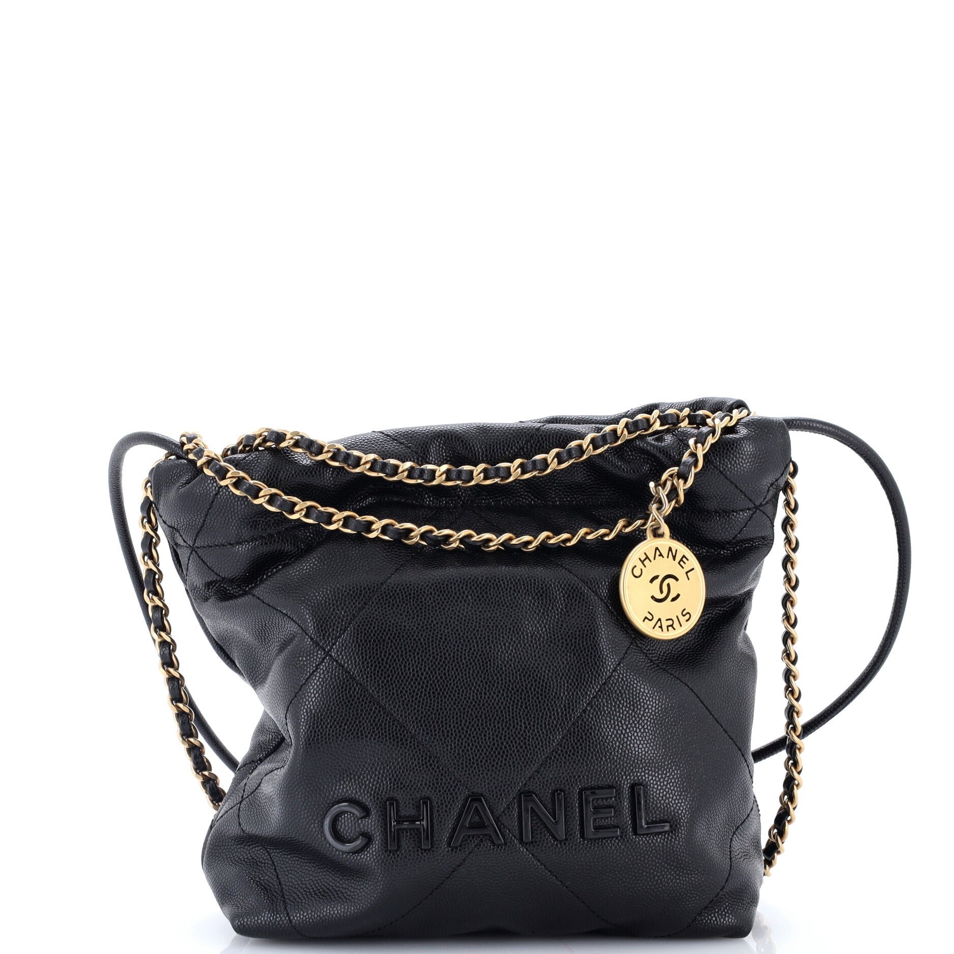 22 Chain Hobo Quilted Caviar Mini
