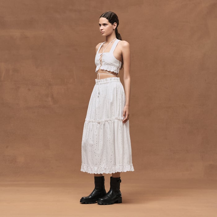 Blanc Embroidered Skirt