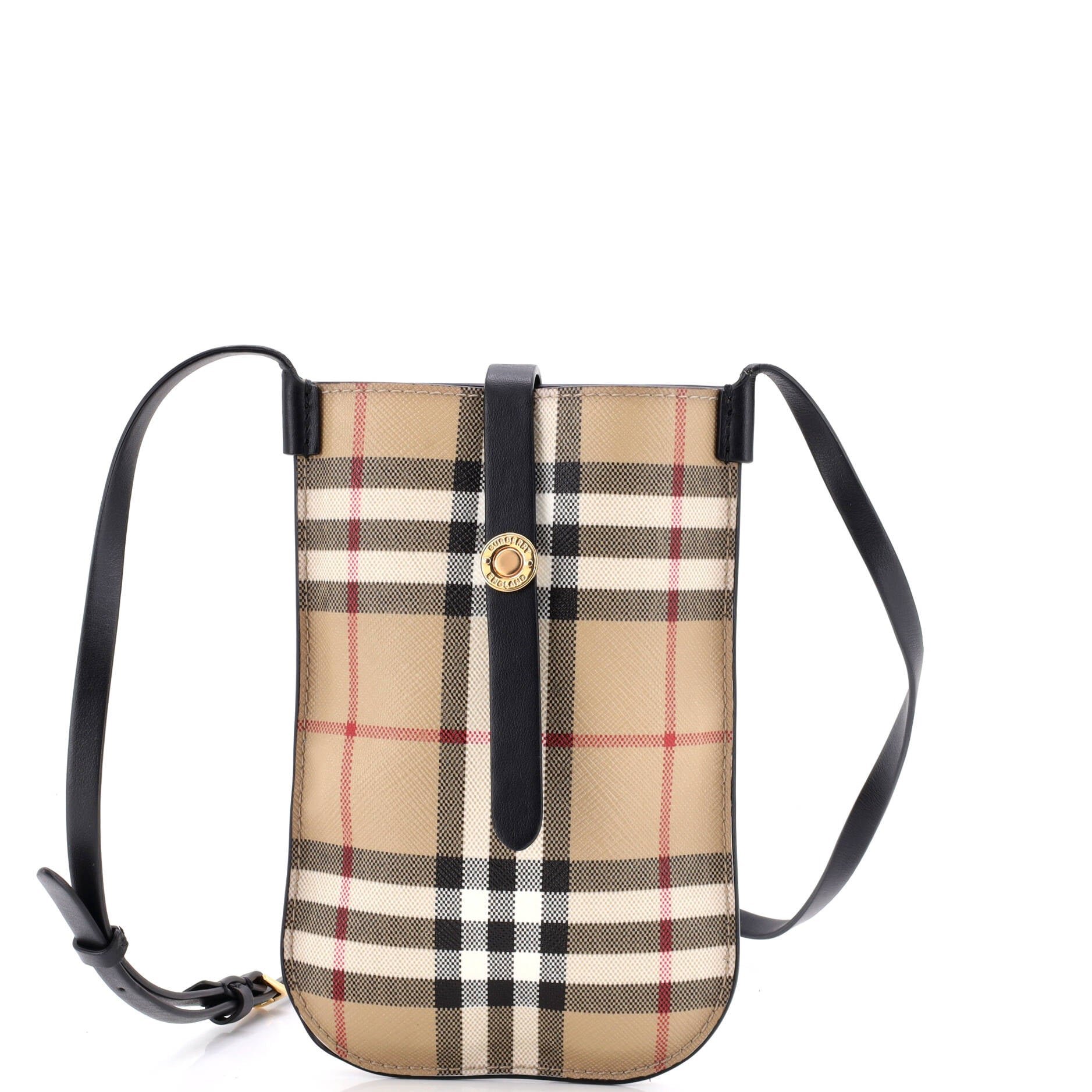 Burberry Anne Phone Case Crossbody Bag Nova Check Canvas and Leather