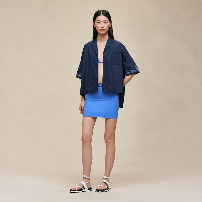 Bleu Outremer Embroidered Beach Tunic