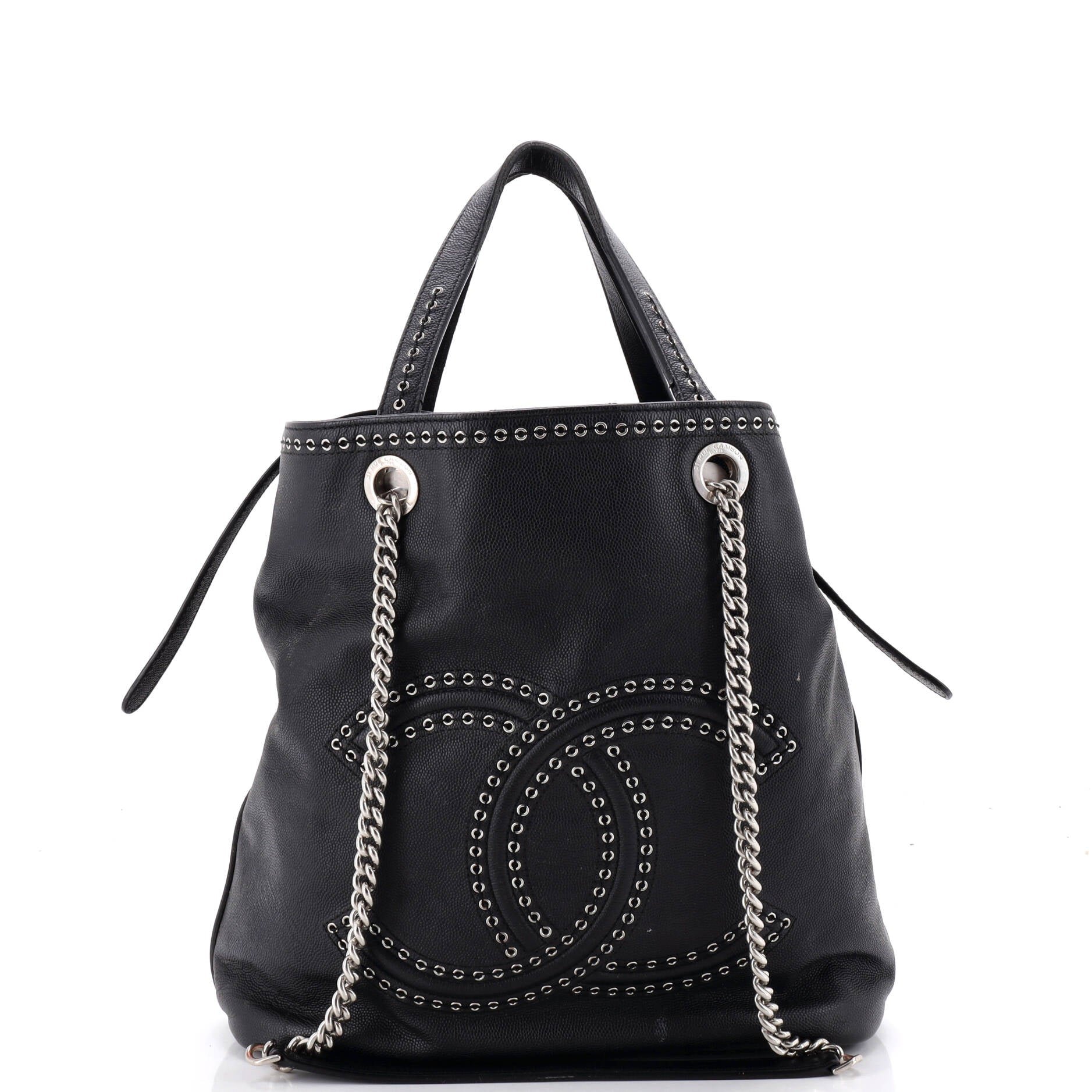 Coco Eyelets Shopping Tote Calfskin Small