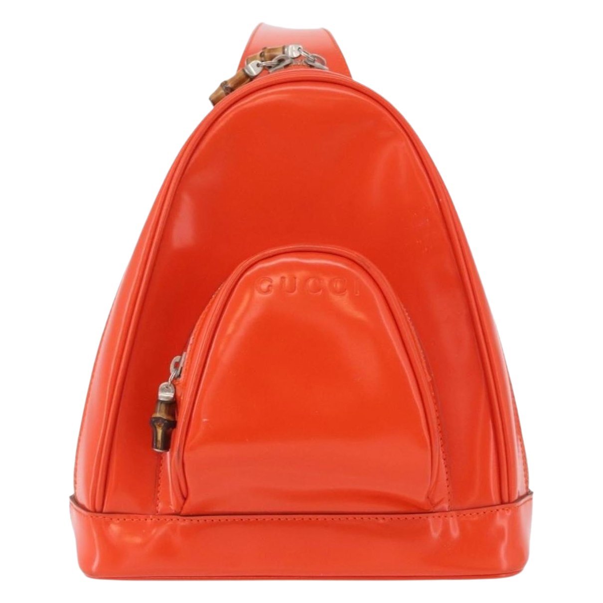 Bamboo patent leather handbag