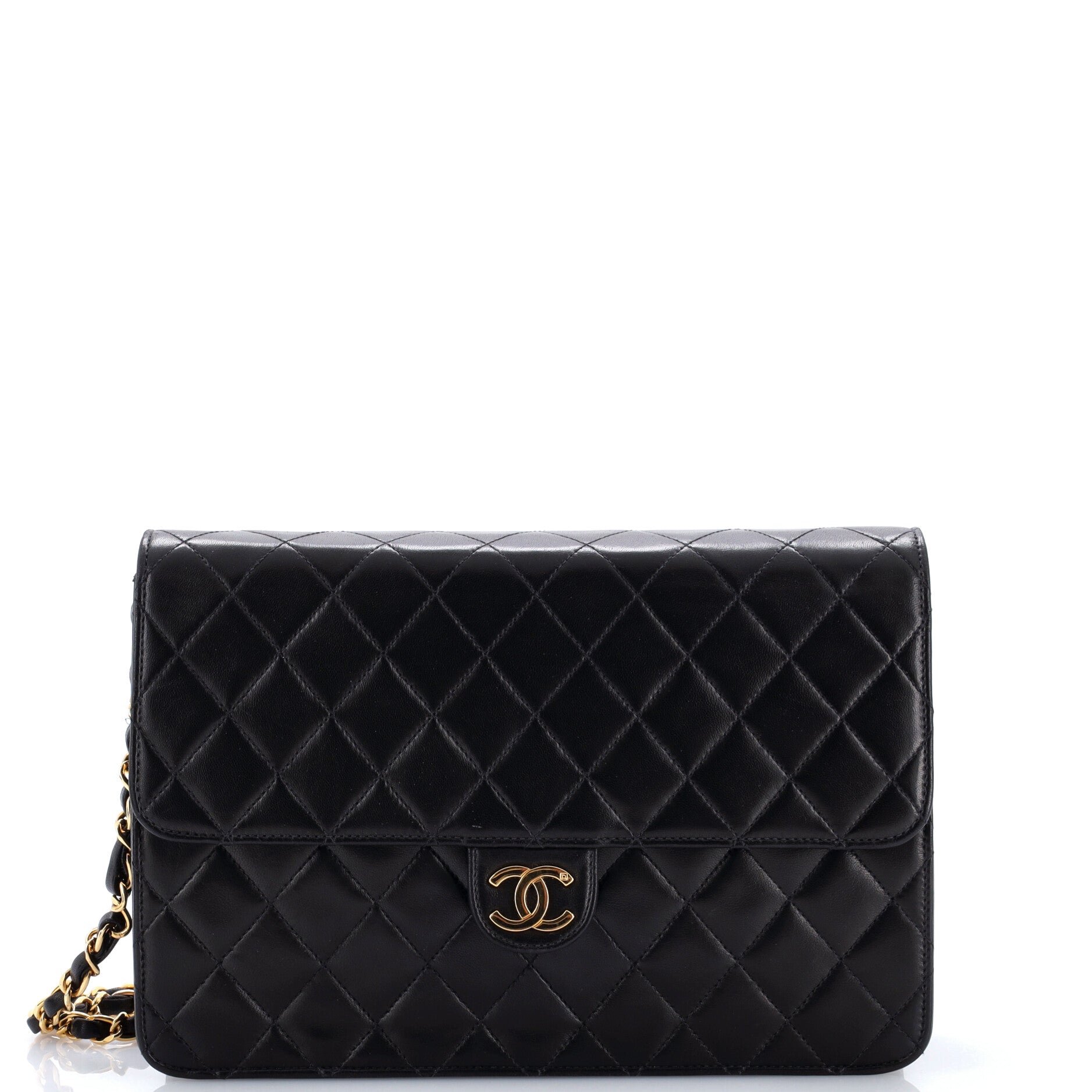 Vintage Clutch with Chain Quilted Leather Medium