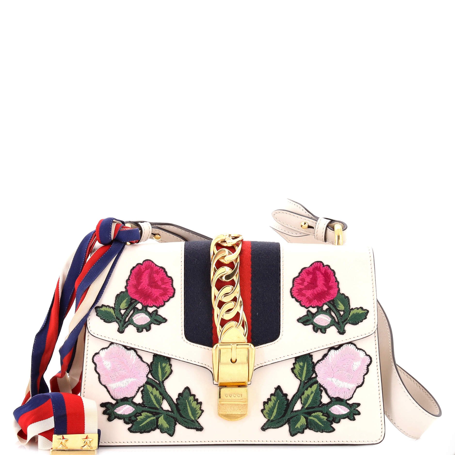 Sylvie Shoulder Bag Embroidered Leather Small